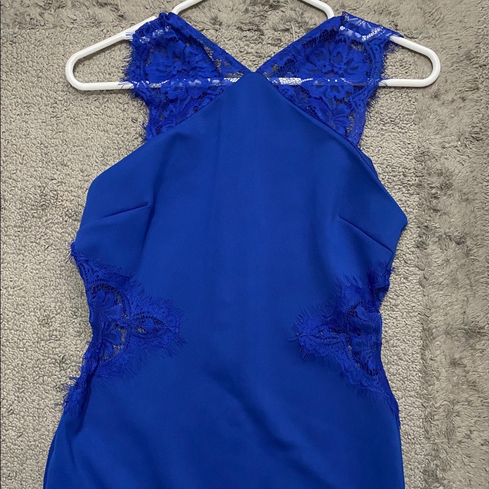Blue Scuba + Lace Dress